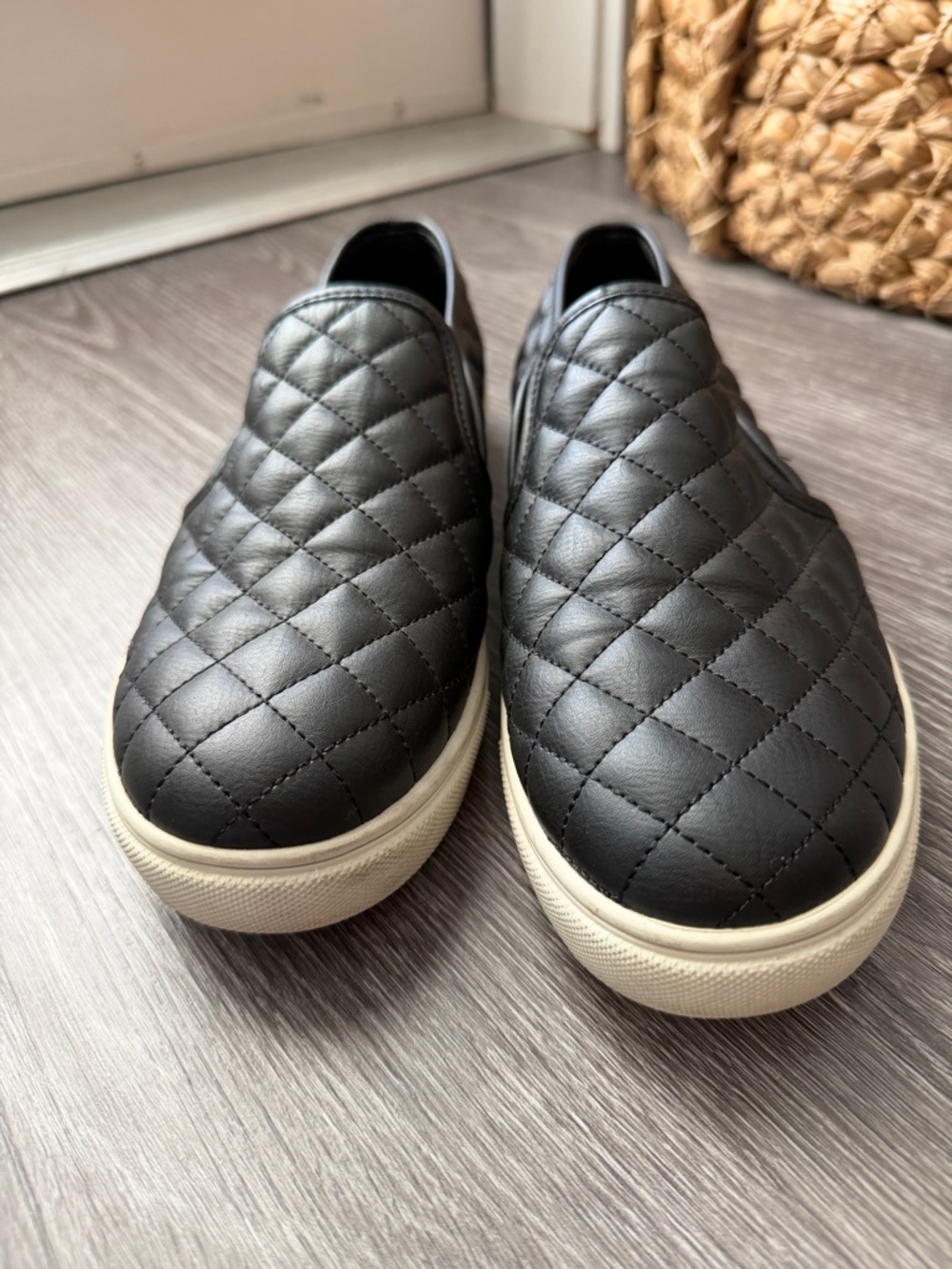 Steve Madden Quilted Slip-On Flats in Black